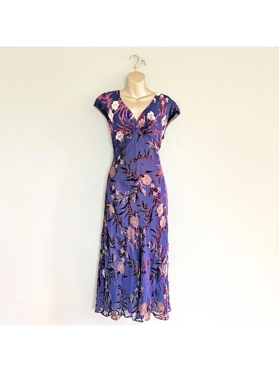 Jones New York Dresses & Skirts - VTG 90s Whimsigoth Fairy Grunge Purple Velvet Burnout Floral Maxi Dress | 14